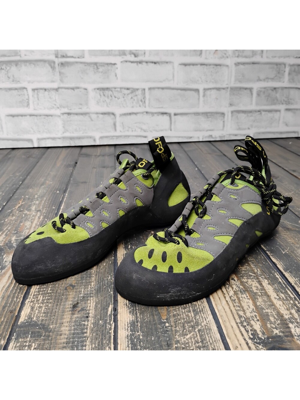 La Sportiva Tarantulace Climbing Shoes Lime Green Grey Size EU 39 US 9 9.5